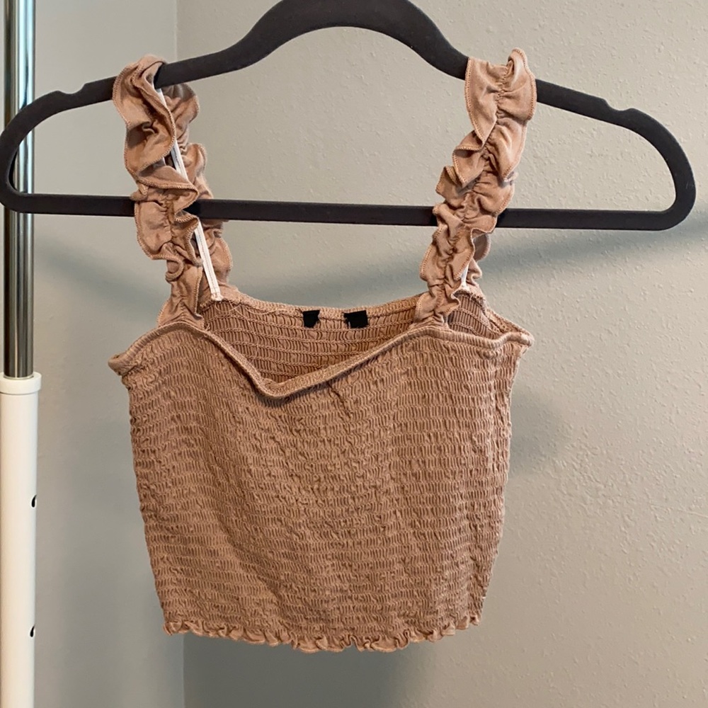 tan ruched crop top